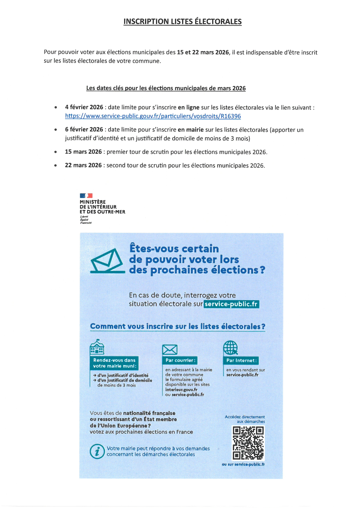 Inscription sur les listes électorales